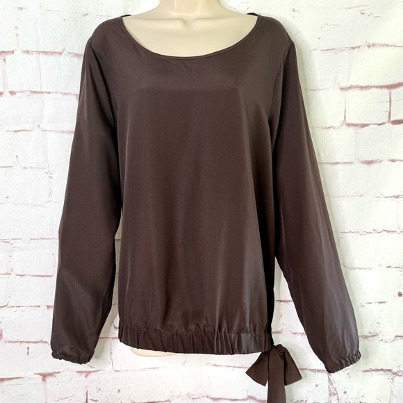 MICHAEL MICHAEL KORS XL Crepe Blouson Top Elastic Hem Side Tie Pullover Style - Picture 1 of 15